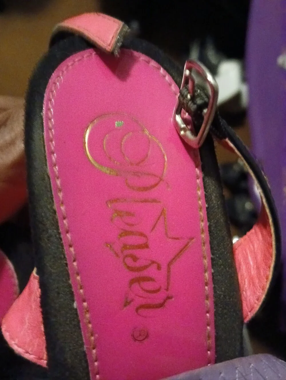 Pre-loved Black and Hot Pink Pleaser Platform Stiletto Heels.